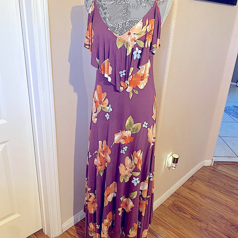 Oddi floral maxi summer dress ruffled vneck